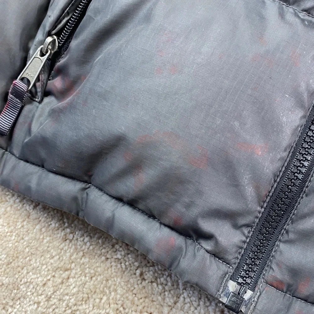 The North Face Nuptse 600 Down Puffer Jacket Boys XL Grey Black Coat